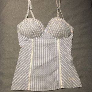 Guess Corset Top Blue & White Straps XS